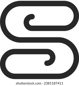 Zeilenzeichnung des Buchstabens S in Vektorgrafik
