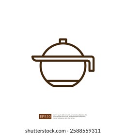 Line Drawing of a Lidded Cooking Pot, Symbolizing Culinary Preparation in a Modern Kitchen Environment