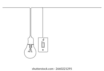 Dibujo de línea de la bombilla y el interruptor
