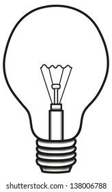 Line drawing of a light bulb. Vector illustration. Isolated object. Can be used as an icon.