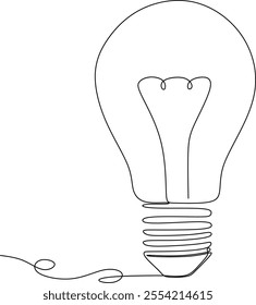 Line drawing of a light bulb. Vector drawing is hand drawn without artificial intelligence