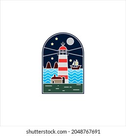 Faro de dibujo de línea - logo de color
