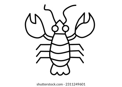 line drawing of Lobster Shrimp isolated on white background. Lobster Shrimp sketch vector illustration.