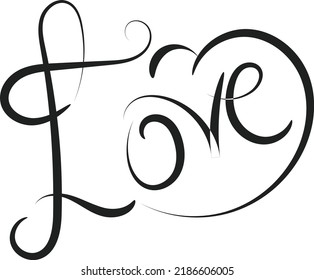 Line Drawing Of Love. Hand Drawn Heart Decorative Design for print or use as poster, card, flyer, Tattoo or  T Shirt