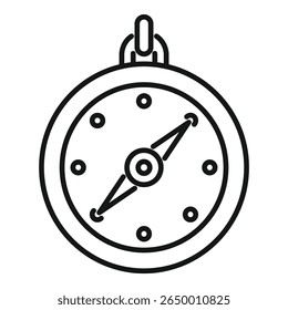 Line drawing of a magnetic compass showing the direction with the needle pointing north