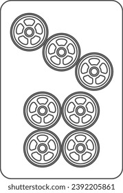 Icono de elemento único de mosaico de dibujo de línea mahjong siete tubos