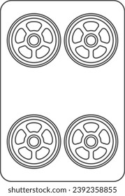 Line drawing mahjong tile single item icon four tubes