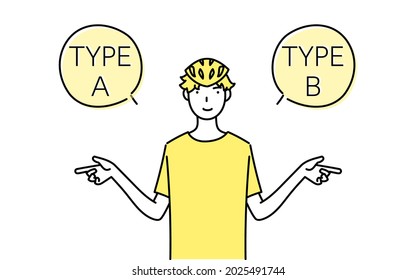 Line drawing of a male skater comparing A and B.