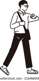 Line drawing of a man hurrying to look at his watch