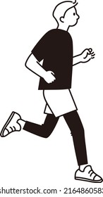 Line drawing of a man jogging