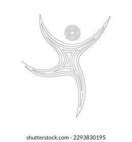 Line drawing of man looking happy. Line art of happiness concept. Vector illustration.