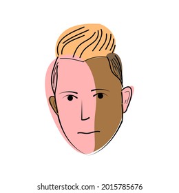 line drawing of a man looking at something .vector illustration