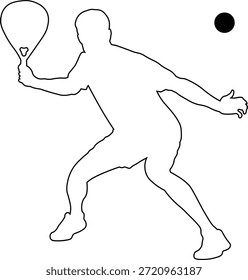 Desenho de linha de um homem jogando Padel Tennis