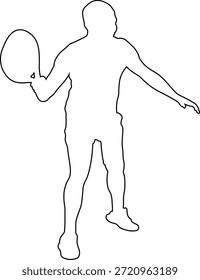 Dibujo de línea de un hombre jugando al pádel