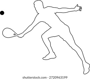 Dibujo de línea de un hombre jugando al pádel