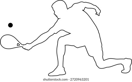 Dibujo de línea de un hombre jugando al pádel