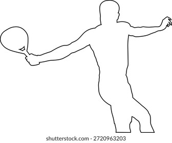 Desenho de linha de um homem jogando Padel Tennis