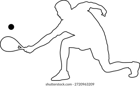 Desenho de linha de um homem jogando Padel Tennis