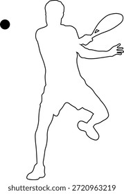 Dibujo de línea de un hombre jugando al pádel
