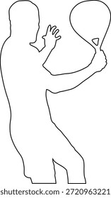 Dibujo de línea de un hombre jugando al pádel