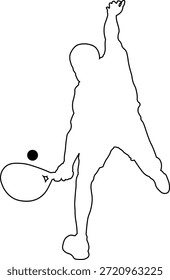Line Drawing of a Man Playing Padel Tennis