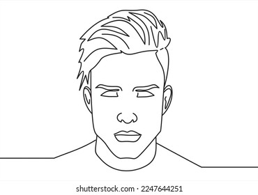line drawing of man portrait. Hairstyle. Fashionable men's style.