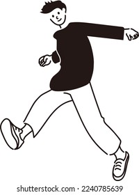Dibujo en línea de un hombre corriendo
