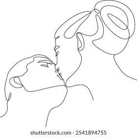 Line drawing of man and woman in love. Valentine. Wedding logo. Hand drawn without artificial intelligence