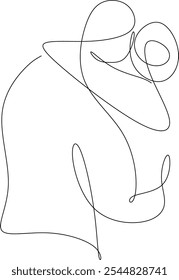 Line drawing of man and woman in love. Hugging, kissing couple in love. Valentine. Wedding logo. Hand drawn without artificial intelligence