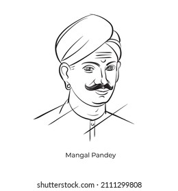 line drawing of Mangal Pandey was an Indian soldier who played a key part in the events immediately preceding the outbreak of the Indian rebellion of 1857