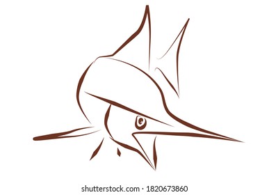 Line drawing of marlin tuna.