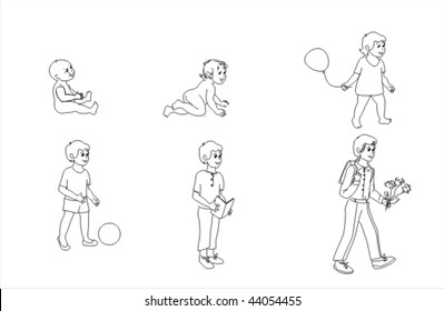 line drawing maturing boys