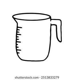 line drawing of a measuring cup with clear markings.