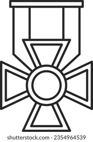 Line drawing medal icon title cross