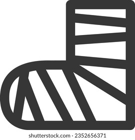 Line drawing medical related single item icon Fracture foot