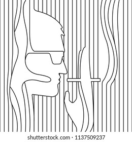 line drawing of men smoking vector illustration