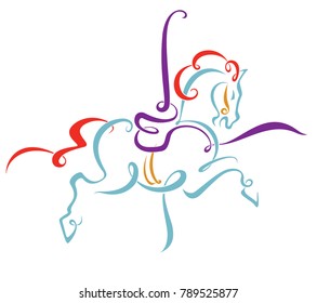 line drawing of merry-go-round horse