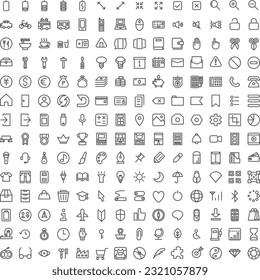 Line drawing mini business icon set