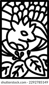 Line drawing mini Hanafuda December paulownia phoenix