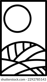 Line drawing mini Hanafuda Hazuki moon August month in awn