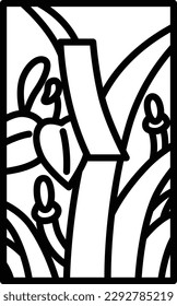 Line drawing mini Hanafuda iris Moriwaka Satsuki red short May iris and red short