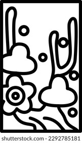 Line drawing mini hanafuda Kisaragi plum February plum scum
