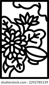 Line Drawing Mini Hanafuda Nagatsuki Chrysanthemum Sake Cup September