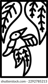 Line Drawing Mini Hanafuda Shimotsuki Tochi Swallow November 