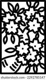 Line drawing mini hanafuda Yayoi cherry blossom March cherry blossom scum