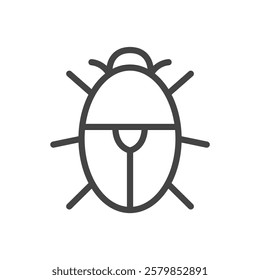 Line drawing mini insect single icon female beetle