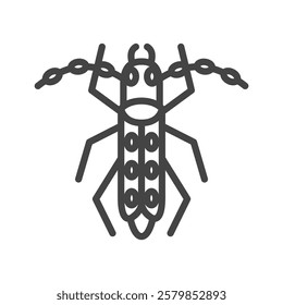 Line drawing mini insect single icon longhorn beetle