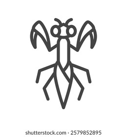 Line drawing mini insect single item icon praying mantis