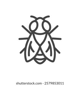 Line drawing mini insect single icon fly