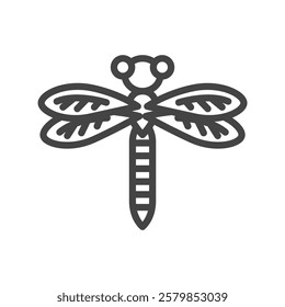 Line drawing mini insect single item icon dragonfly